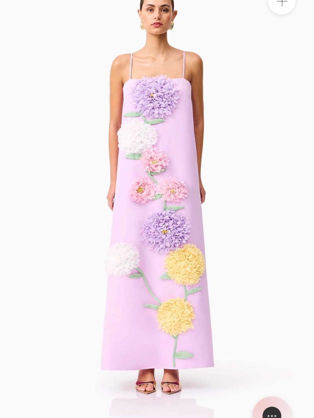 Elliatt Lavender Maxi Dress with Pastel Floral Appliqués